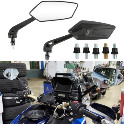 8/10mm Black Motorcycle Rearview Side Mirrors For Honda Yamaha Suzuki Kawasaki — 第 1/4 张图片