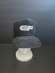 True Vintage 90s Consolidated Freightways Trucking Corduroy Snapback Black Hat  - Picture 1 of 5