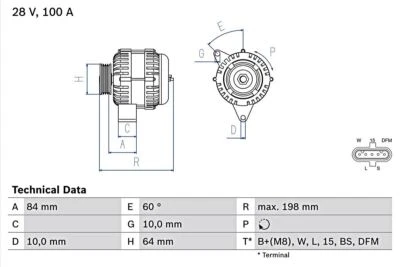 BOSCH Alternator For VOLVO Fe 240-18 240-22 240-26 260-18 06-14 0986083950 - Image 1 of 2