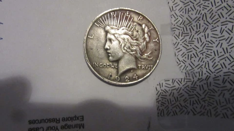 1924 PEACE DOLLAR-  ERROR COIN Cover