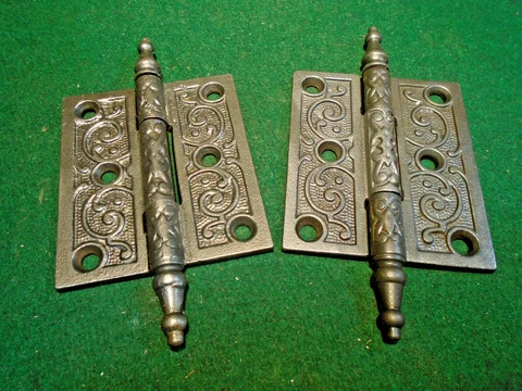 ONE PAIR of VINTAGE EASTLAKE HINGES  3 1/2"  X 3"  - VERY NICE SET  (16446) Cover