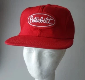 RED SNAPBACK VINTAGE PETERBILT PNW TRUCKER CAP TONKIN HAT ONE SIZE ADJUSTABLE  - Picture 1 of 24