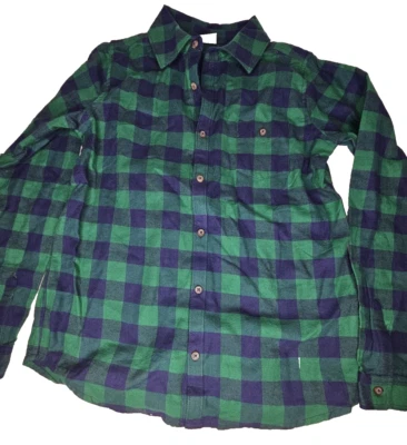 Girls Hanna Andersson Flannel Checkered 14-16 button top Green and Blue - Image 1 of 4