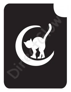Plantilla de tatuaje de maquillaje brillante arte corporal Cat Moon 2031 2,75"" x 3,75"" - paquete de 5 - Imagen 1 de 1
