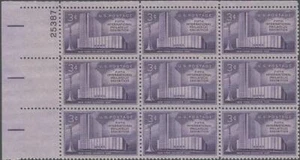 Plate Block of 9 - Scott 1076 - 3 cent - Philatelic Exhibition - 1956 - MNH - Picture 1 of 1