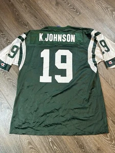 Vintage New York Jets Jersey Keyshawn Johnson #19 Champion Mens Size 44 Green - Picture 1 of 9