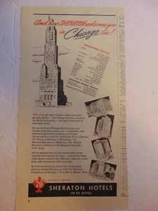 1947 SHERATON HOTELS in 22 STÄDTEN Feature CHICAGO SHERATON Vintage Kunstdruck Anzeige - Bild 1 von 1