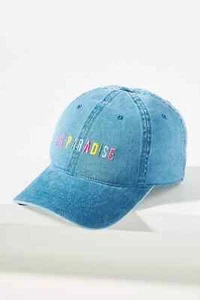 NWT Kerri Rosenthal LA Paradise Embroidered Baseball Cap One Size Blue - Picture 1 of 11