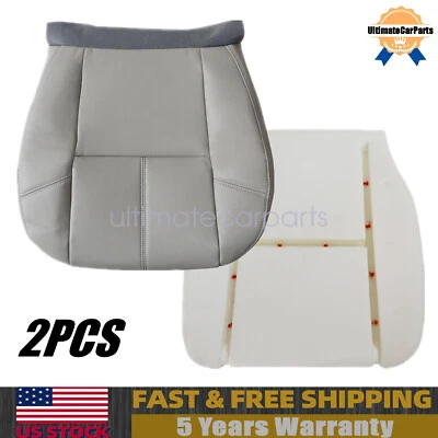For 2007-2014 GMC Sierra 1500 2500 3500 HD Driver Seat Cover & Foam Cushion Gray - Изображение 1 из 4