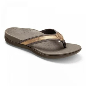Womens Vionic Islander Orthotic Arch Support Flip Flops Sandals Bronze Metallic - Picture 1 of 4