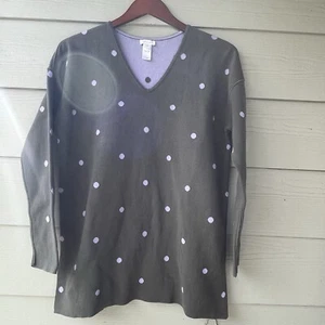 J.Jill sweater Womens S Reversible Green/purple Pokedot Drop Shoulder Comfy - Picture 1 of 15