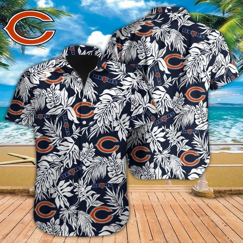 Chicago Bears Hawaiian Shirt Tropical Leaves Aloha Shirt For Men Shirt Football Cover