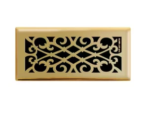 Hampton Bay Elegant Scroll 4 pollici x 10 pollici Registro da pavimento in acciaio in ottone lucido - Foto 1 di 4