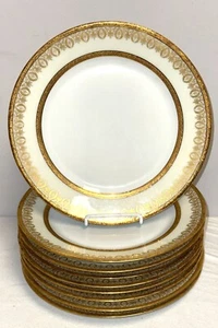9 Charles Field Haviland LIMOGES ARIZONA GOLD 10" DINNER PLATES - Picture 1 of 3