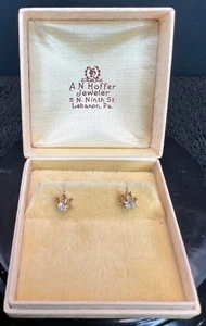 14K Gold TESTED CZ Diamond Earrings - Vintage - Picture 1 of 6