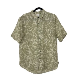 Your Neighbors Men's Size M Green Button Down Linen Shirt - Picture 1 of 3