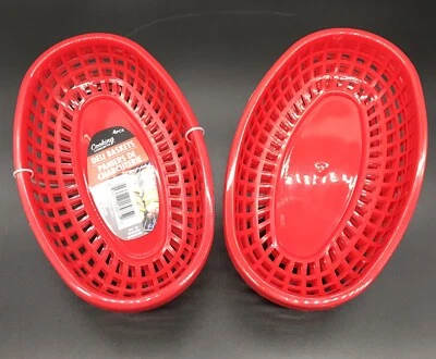 Set of 8 Plastic Oval Reusable Table Food Restaurant Baskets Serving Trays - Image 1 of 4