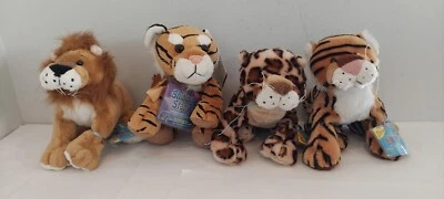 Webkinz Lote De 4 Tigre De Bengala León Leopardo Manchado Tigre Código Sellado Nuevo Foto 1 de 4