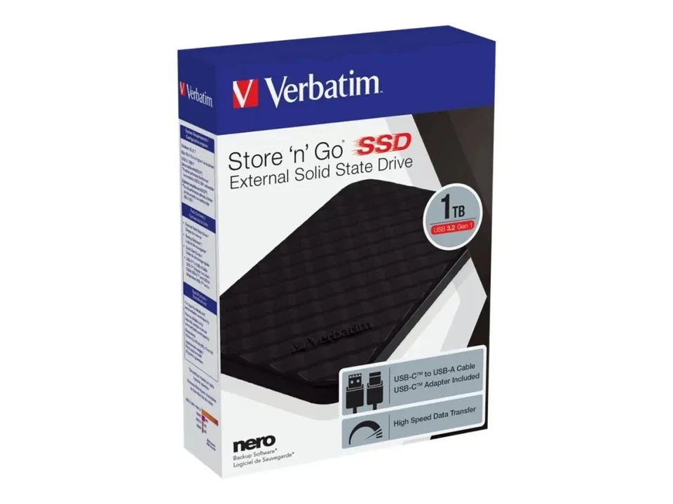 Verbatim Store 'n' Go portable SSD - 1 TB - Black - External SSD - USB 3.0 SSD - Image 1 of 4