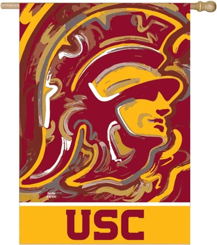 USC Trojans Embossed Suede Outdoor House Flag Justin Pattern 29 x 43" Cover