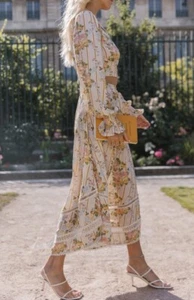 Spell & Gypsy X Lisa Danielle Floral Maxi Skirt Size Medium Garden Rose RRP$448 - Picture 1 of 9