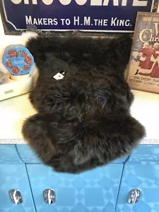 Traditional Deep Brown Sheepskin Rug Genuine Soft Thick Wool Area Rug Real Fur - Picture 1 of 7