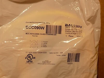 Lot of (1) Balluff BCC090W BCC-A314-0000-10-003-VX44W6-020 Cable NEW - Image 1 of 4