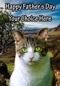 Domestic Cat Fathers Day Personalised Greeting Card pidfd8 Dad Daddy - Bild 1 von 1