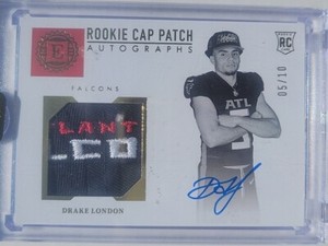 2022 Panini Encase Drake London Rookie Cap Patch Autograph 5/10