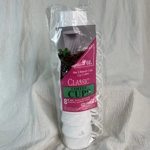Comet Plastic Classic Coffee Cups (8oz) Set 8 NOS 60 70s Retro Made In USA White - Picture 1 of 7