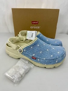 Men's Size 13 Crocs Classic All-Terrain Clog Levi's Sashiko Light Wash Denim New - Picture 1 of 13