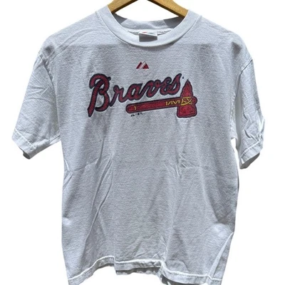 Atlanta Braves Vintage Y2K Majestic Camiseta Blanca Talla Juvenil XL Foto 1 de 4