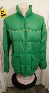Sehr Vintage Ski Daddle 80er Puffy Jacke Skimantel XL Entendaunen grün gelb Paspel  - Bild 1 von 5
