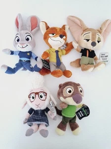 2016 Disney Zootopia 8" Plush Set Of 5; Nick Wilde, Judy Hopps, Finnick New NWT - Picture 1 of 13
