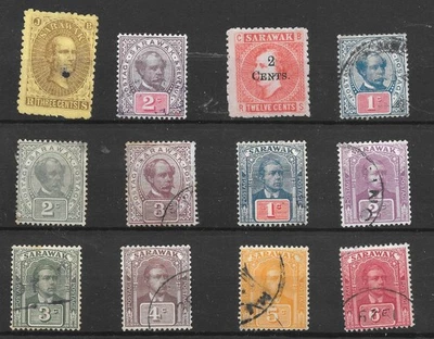 SARAWAK 1869-1922 TARJETA DE 12 SONIDOS USADA Y COMO NUEVA CON BISAGRAS SG1-68 Foto 1 de 2