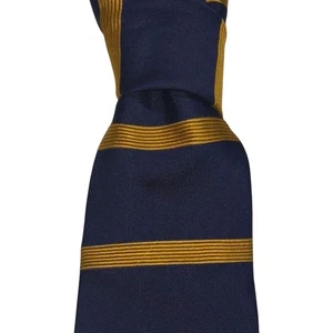 Corbata de seda Brooks Brothers Makers para hombre azul marino dorado a rayas corbata de diseñador usada en excelente estado - Imagen 1 de 3