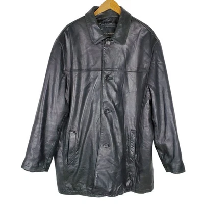 Abrigo Andrew Marc NY de Cuero Aislado para Hombres XL Negro Botón Frontal Mantequilla Suave  Foto 1 de 4