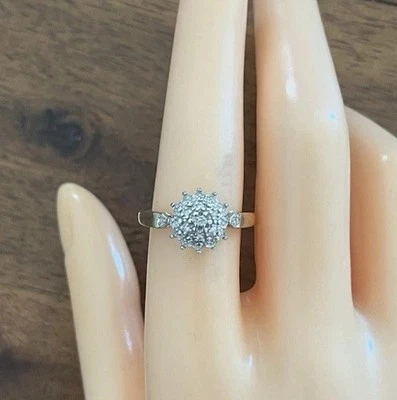 9ct Yellow Gold 0.05ct Diamond Cluster Ring, UK Size Q, 2.2g - Image 1 of 4