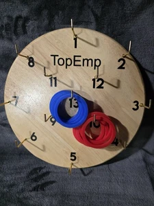 TopEmp Hook Em Ring Toss Bar Wall Game Red and Blue Wooden Man Cave - Picture 1 of 5