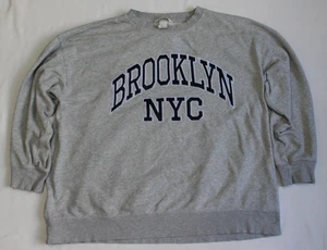 Sudadera H&M Brooklyn NYC Talla L Gris Bordado Negro Logo Manga Larga - Imagen 1 de 11