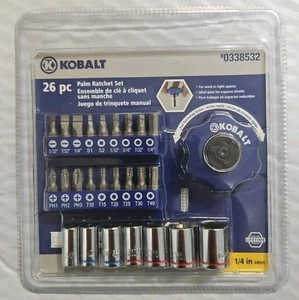 Juego de trinquete de palma Kobalt 26 piezas 1/4" Drive SAE enchufes y brocas métricas nuevo - Imagen 1 de 7