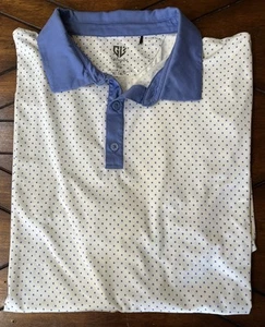 Graham Luxe Men’s Short Sleeve Golf Polo Shirt - Size XL - Blue White - Picture 1 of 10