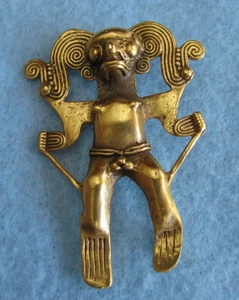 Alva Studios Productions Aztec Mayan Fertility Figure Brooch Pin - Picture 1 of 9