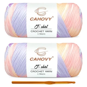 CAHOVY 2 Pack T-Shirt Yarn Crochet Yarn for Beginner Crochet - Picture 1 of 7