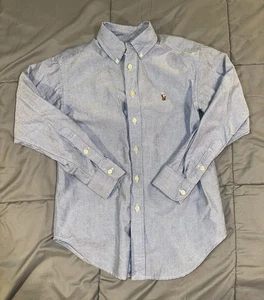 Camisa Polo Ralph Lauren Niños Talla 8 Abotonada Manga Larga Oxford Poni Logo Azul - Imagen 1 de 13