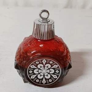 Vtg Avon Christmas Plastic Ornament 5 Oz Bubble Bath Red Partial 4" H  - Picture 1 of 4