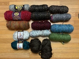 Huge Lot of 15 Lion Brand Homespun/Hometown Yarn, Full & Partial Skeins - Picture 1 of 4