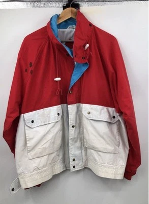 Chaqueta de Lluvia Van Heusen Roja Blanca y Azul 417 De Colección Para Hombre XL 80s Ocean Retro Foto 1 de 4