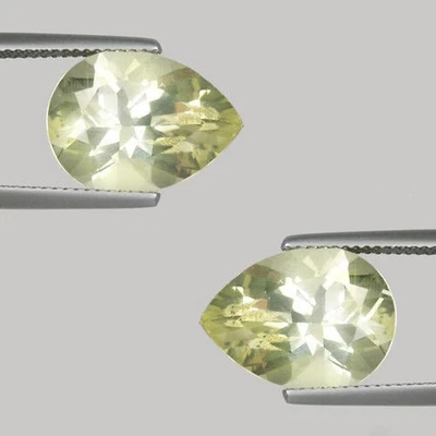 14.32 ct  DAZZLING - LUSTROUS  NATURAL YELLOW ANDESINE GEMS Pear  Pair  4045 DL - Image 1 of 2