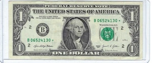 RARE One $1 dollar bill STAR NOTE Broken Ladder LOW PRINT RUN 500K B06524130* - Picture 1 of 4